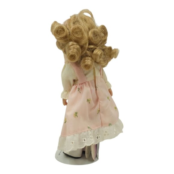 Vintage Russ Porcelain Doll Of The Month June Pearl Stand Handcrafted Pink Dress - Picture 7 of 12